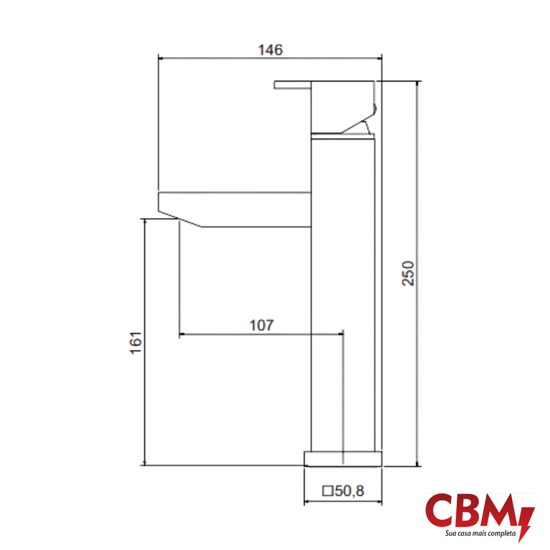Torneira monocomando quadrada de lavatório para bancada 2876-C 215 - Meber