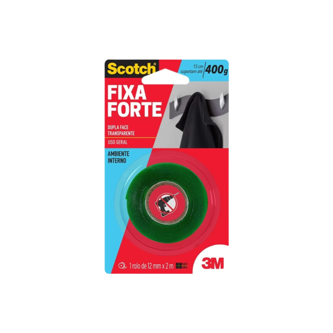 Fita dupla face transparente 12mm x 2mt - 3M