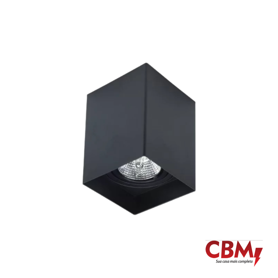 MB SPOT SOBREPOR QUADRADO LOCH 1XGU10 AR70 PRETO