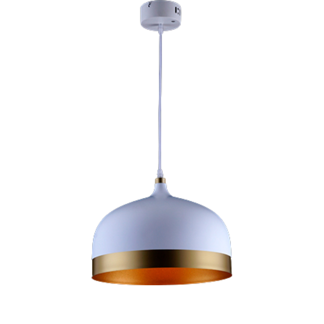 Pendente metal para 01 lâmpada e27 (branco|ouro) - Biolucci