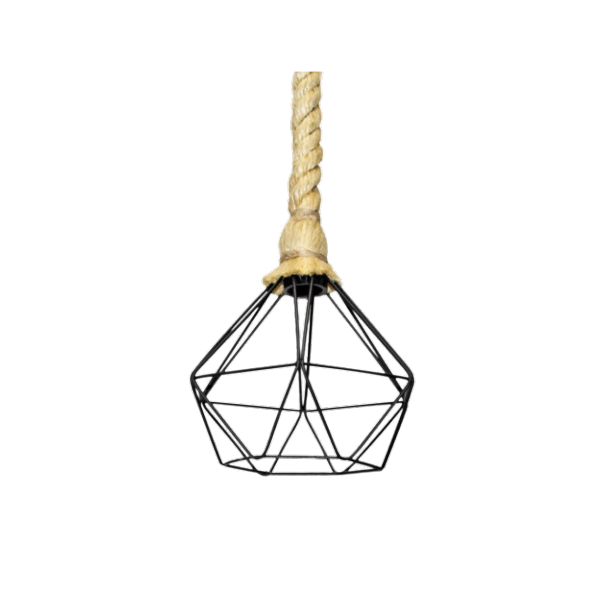 Pendente aramado diamante preto com corda - Lumanti
